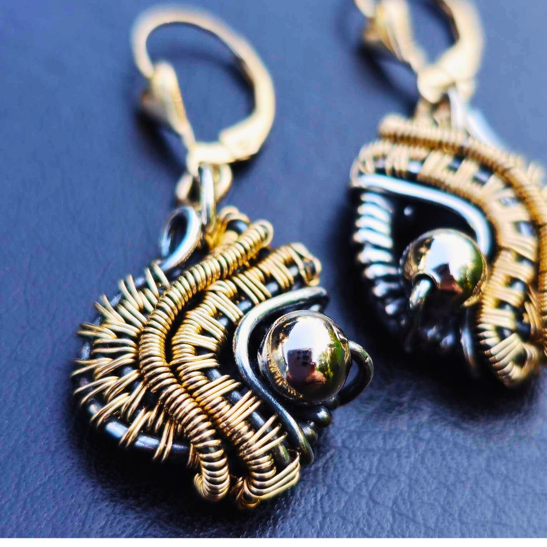 Artisan Gold and Silver Wire Wrapped Earrings – Elegant Bling Jewellery