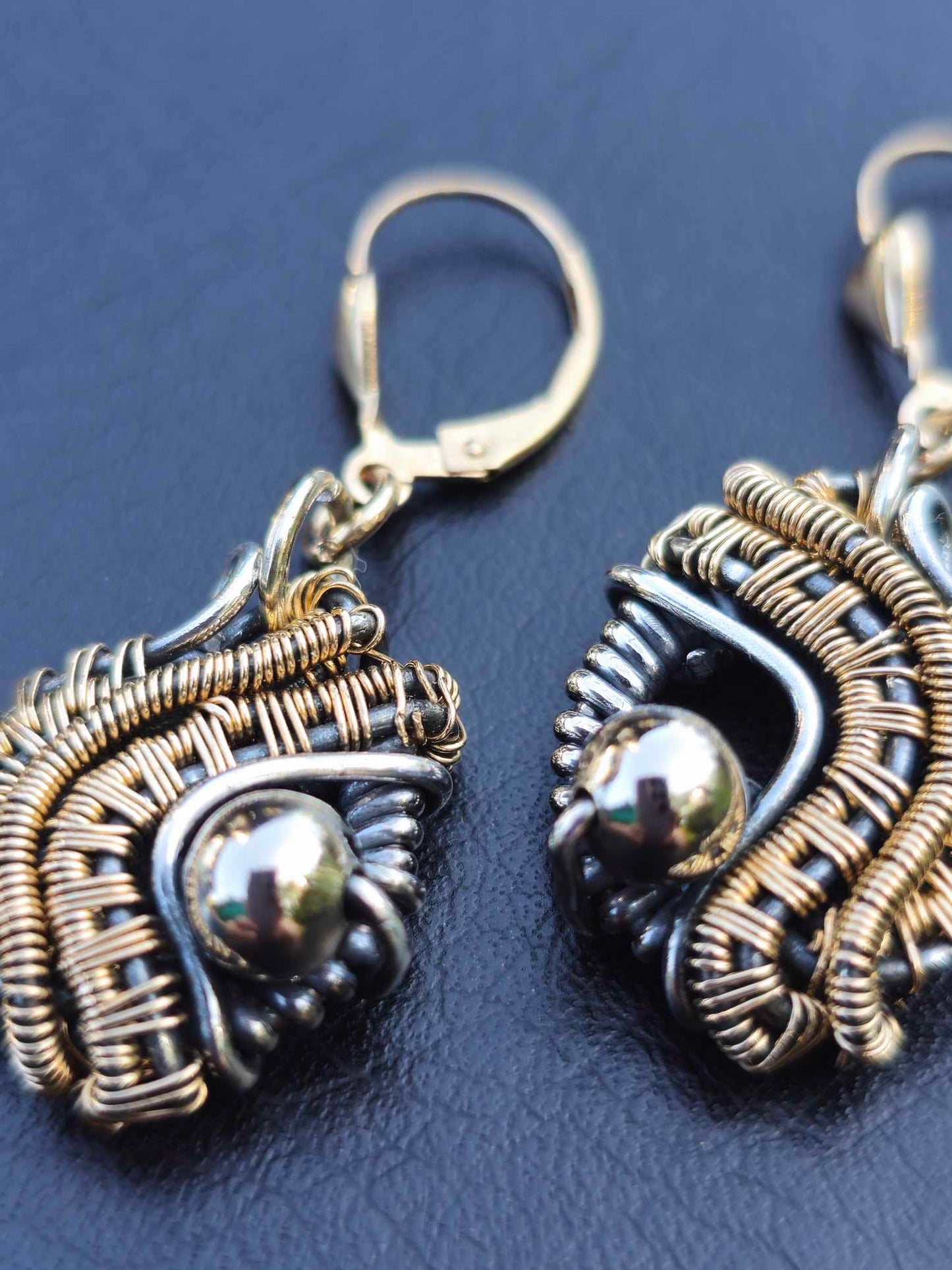 Artisan Gold and Silver Wire Wrapped Earrings