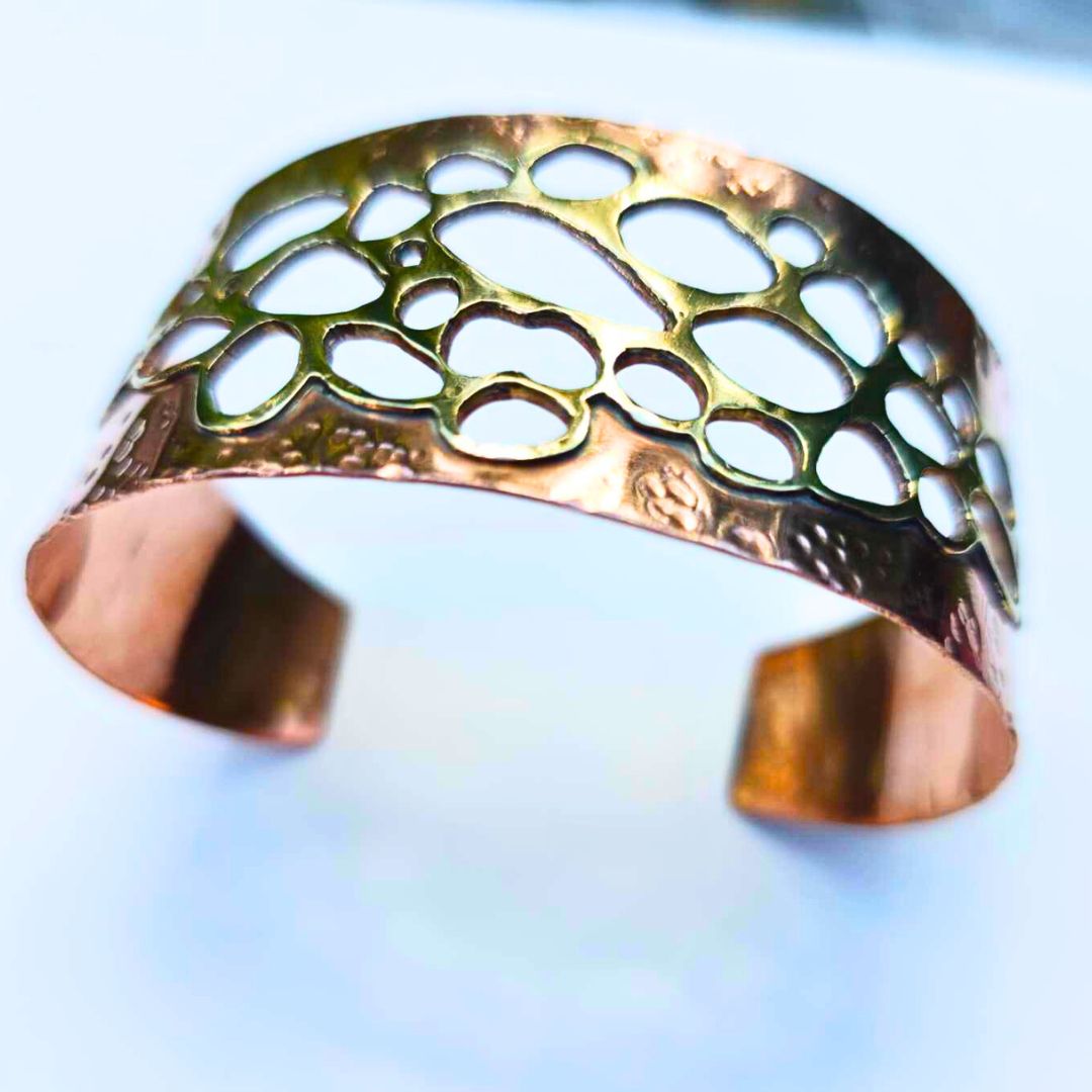 Textured metal on metal bracelet