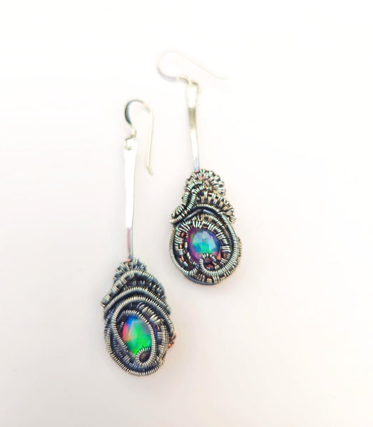 Aurora Borealis Collection - Antiqued Silver Earrings