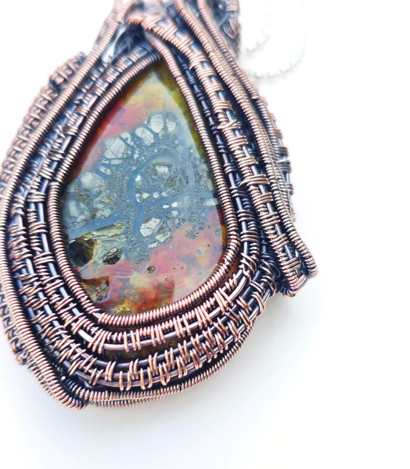 Fall Fashion Delight: Wire-Wrapped Marcasite Stone Pendant