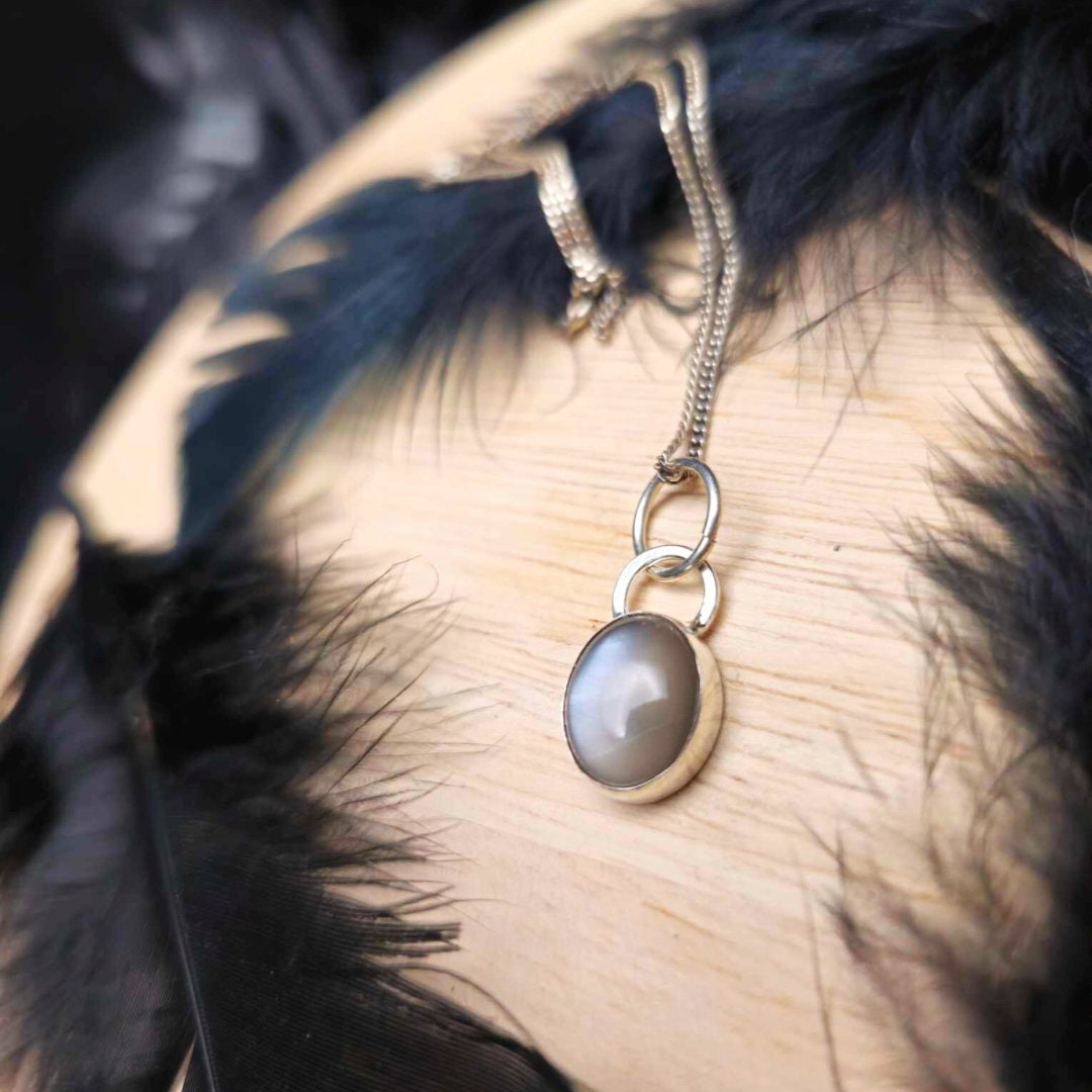 Shimmery Moonstone Pendant – Petite Sterling Silver Jewelry for Elegant Gifting