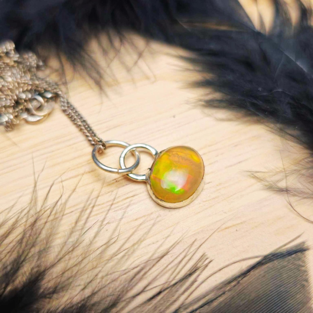 Fire Opal Pendant – Artisan Sterling Silver Jewelry for High Fashion