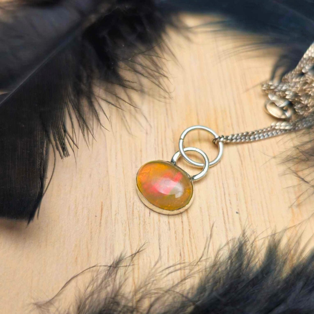 Fire Opal Pendant – Artisan Sterling Silver Jewelry for High Fashion