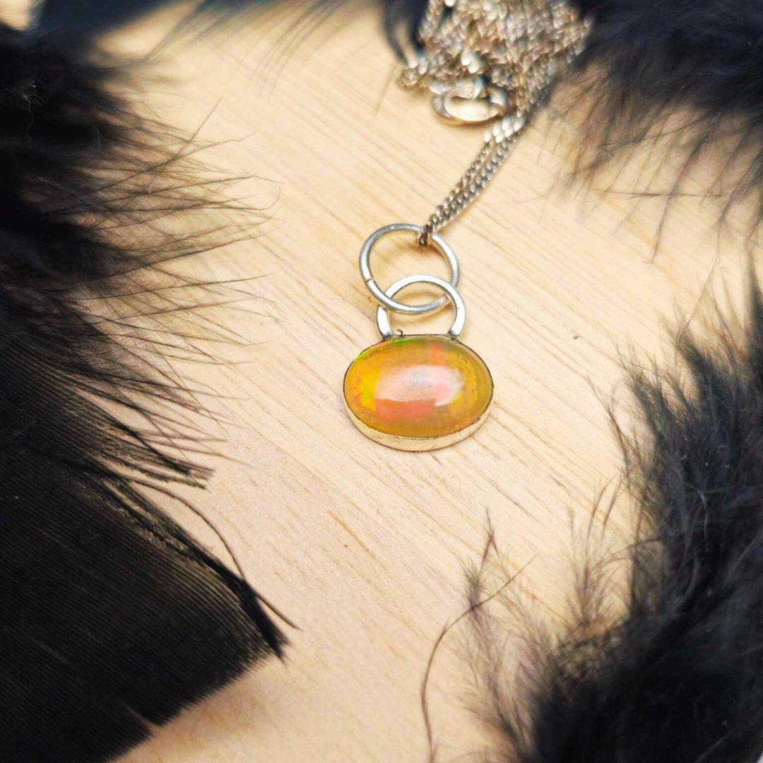 Fire Opal Pendant – Artisan Sterling Silver Jewelry for High Fashion