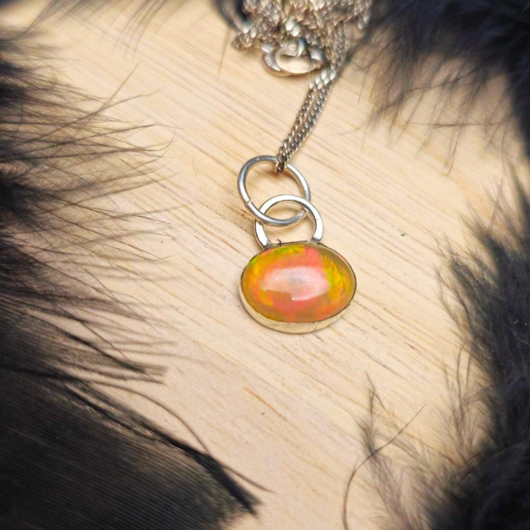 Fire Opal Pendant – Artisan Sterling Silver Jewelry for High Fashion