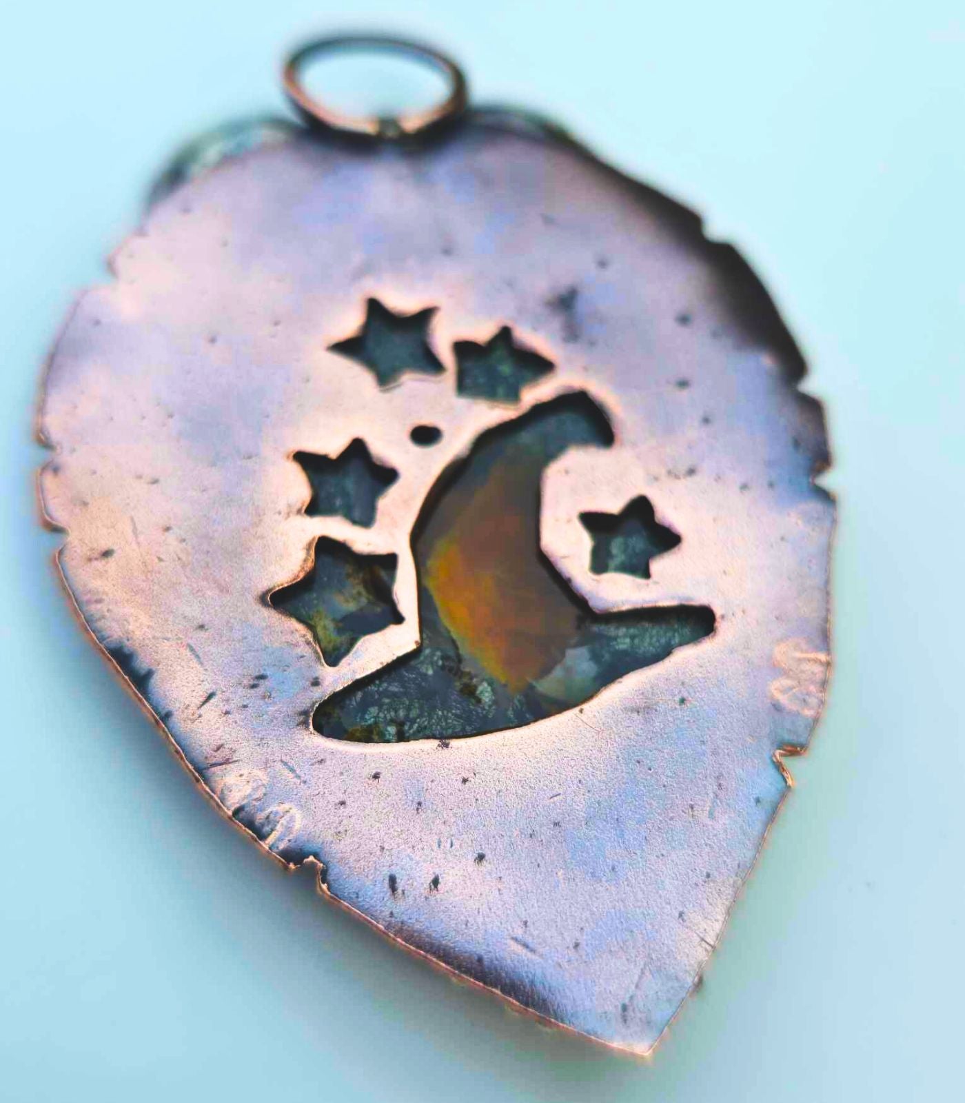 Nature-Inspired Copper Pendant with Marcasite Stone
