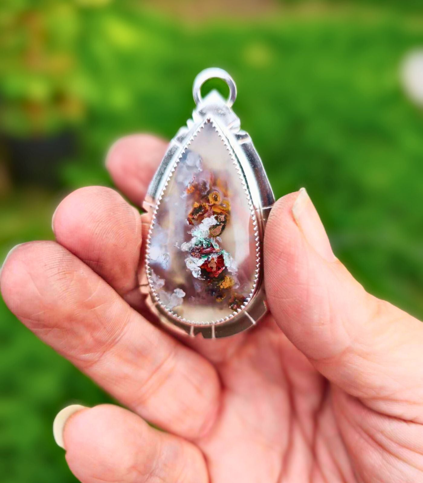 Stunning Fall Fashion: Chalcedony Howling Wolf Moon Pendant