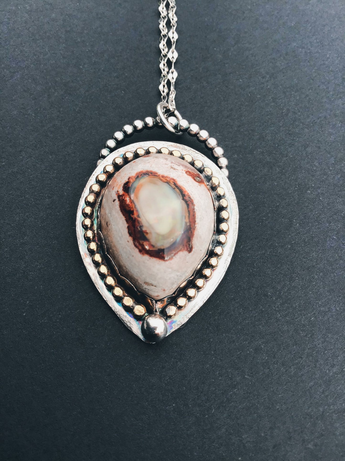 Rare and Stunning Mexican Fire opal in stone Necklace