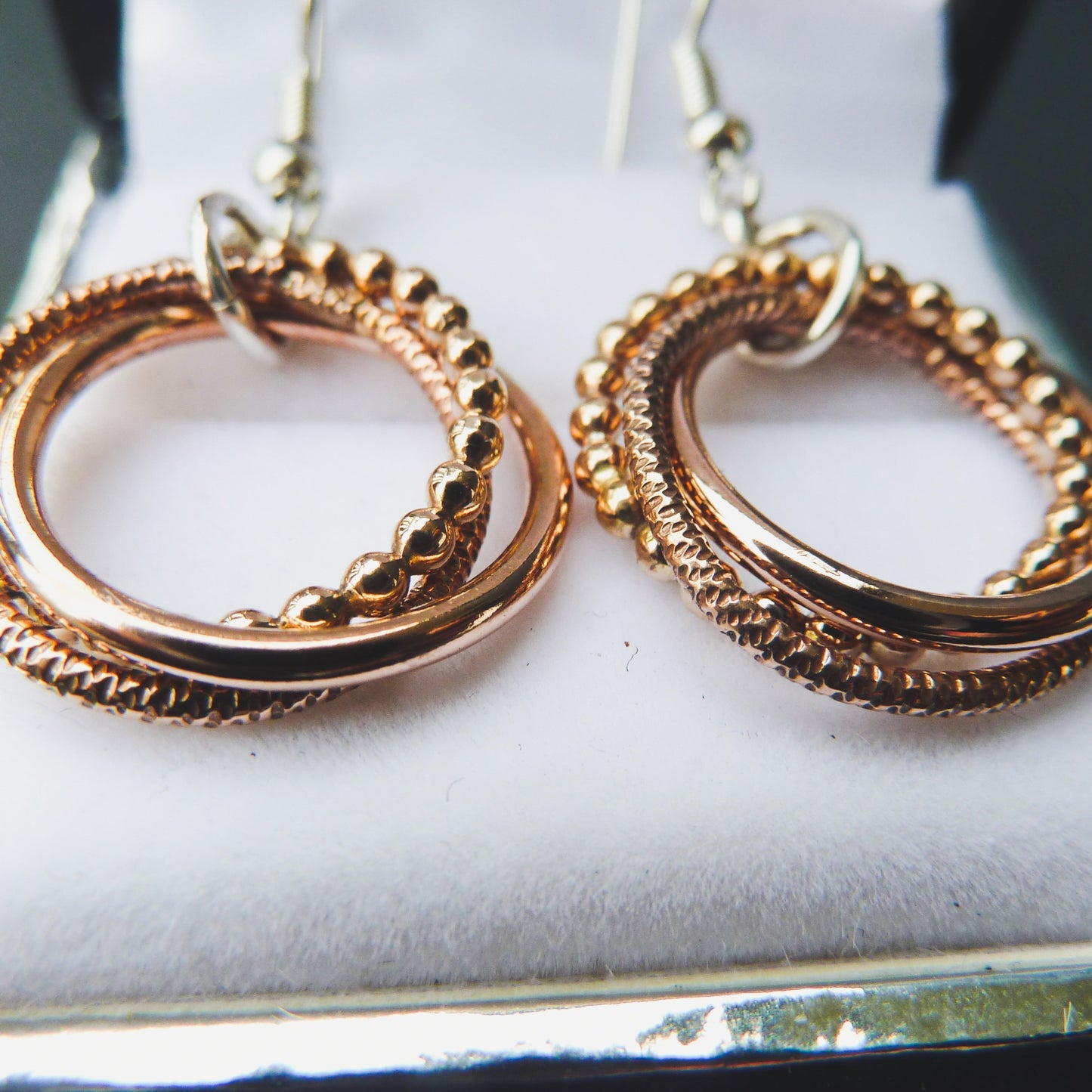 Triplet Yellow and Rose gold earrings