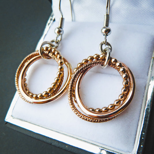 Triplet Yellow and Rose gold earrings