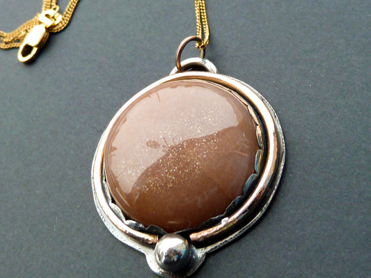 Sparkling Peach Moonstone Pendant